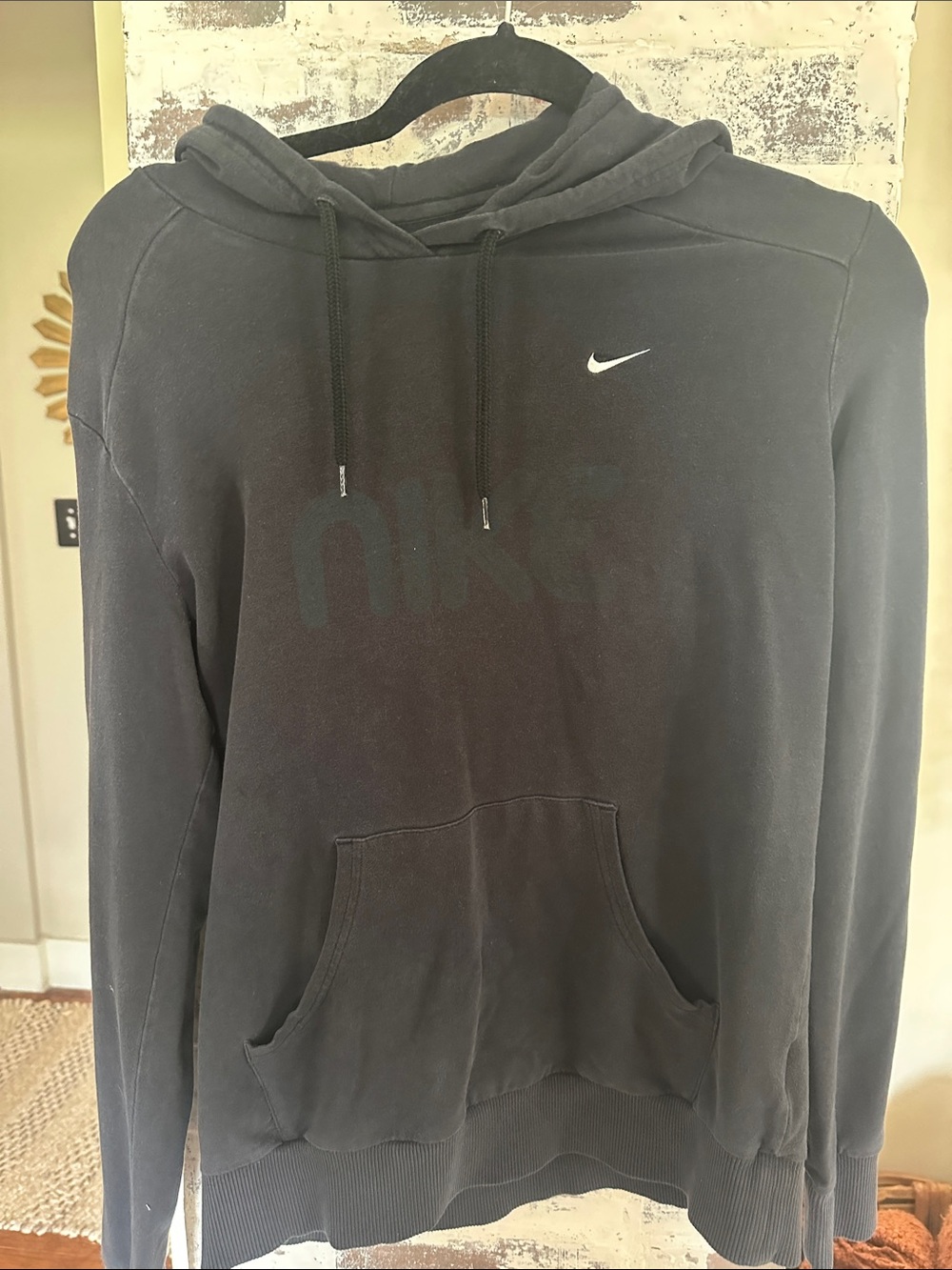 Nike Black Men's Hoodie with Small White Swoosh